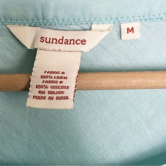 Sundance linen green roll tab sleeve tunic - Picture 7 of 8